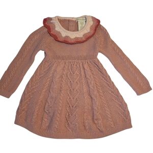 Cynthia Rowley Baby Girl Cable Knit Sweater Dress Blush Pink Size 6-9 Months EUC